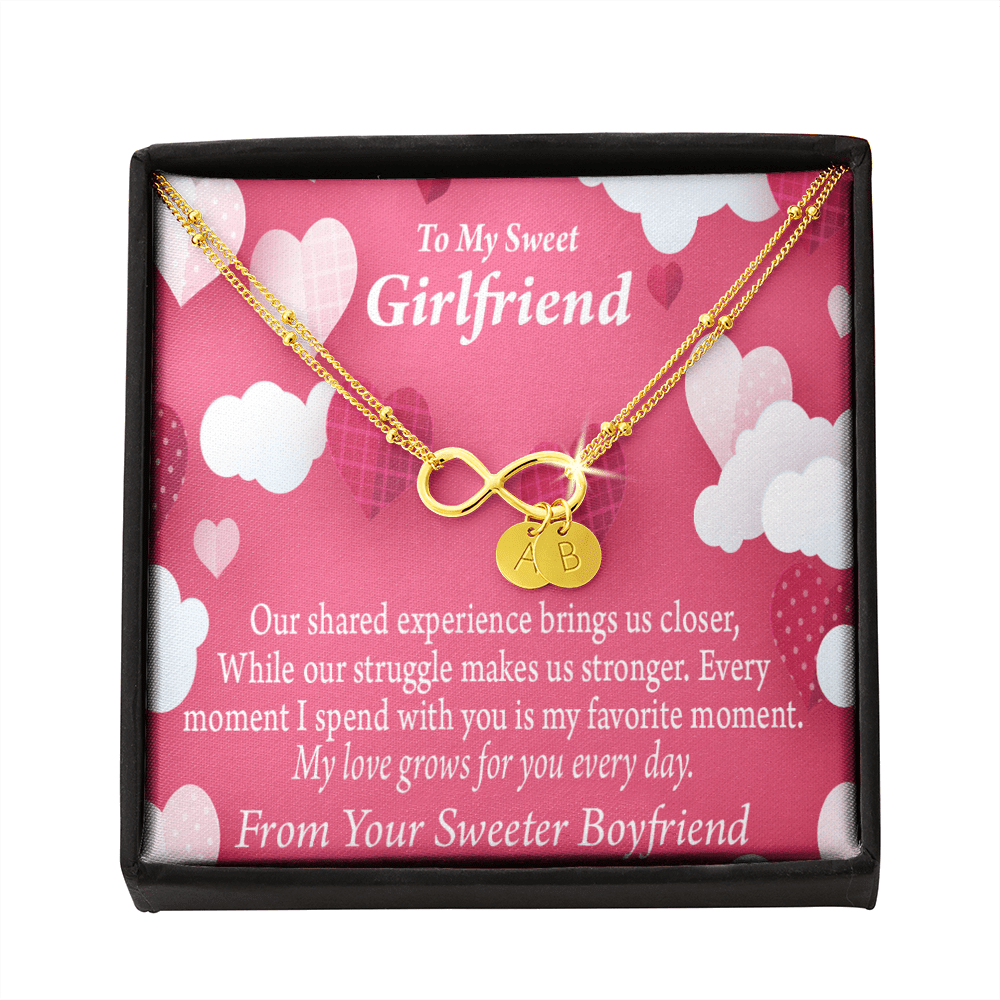 Every Moment Spent With You Girlfriend Card Infinity Bracelet With Initial Charms - Infinity Bracelet