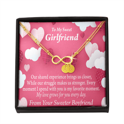 Every Moment Spent With You Girlfriend Card Infinity Bracelet With Initial Charms - Infinity Bracelet