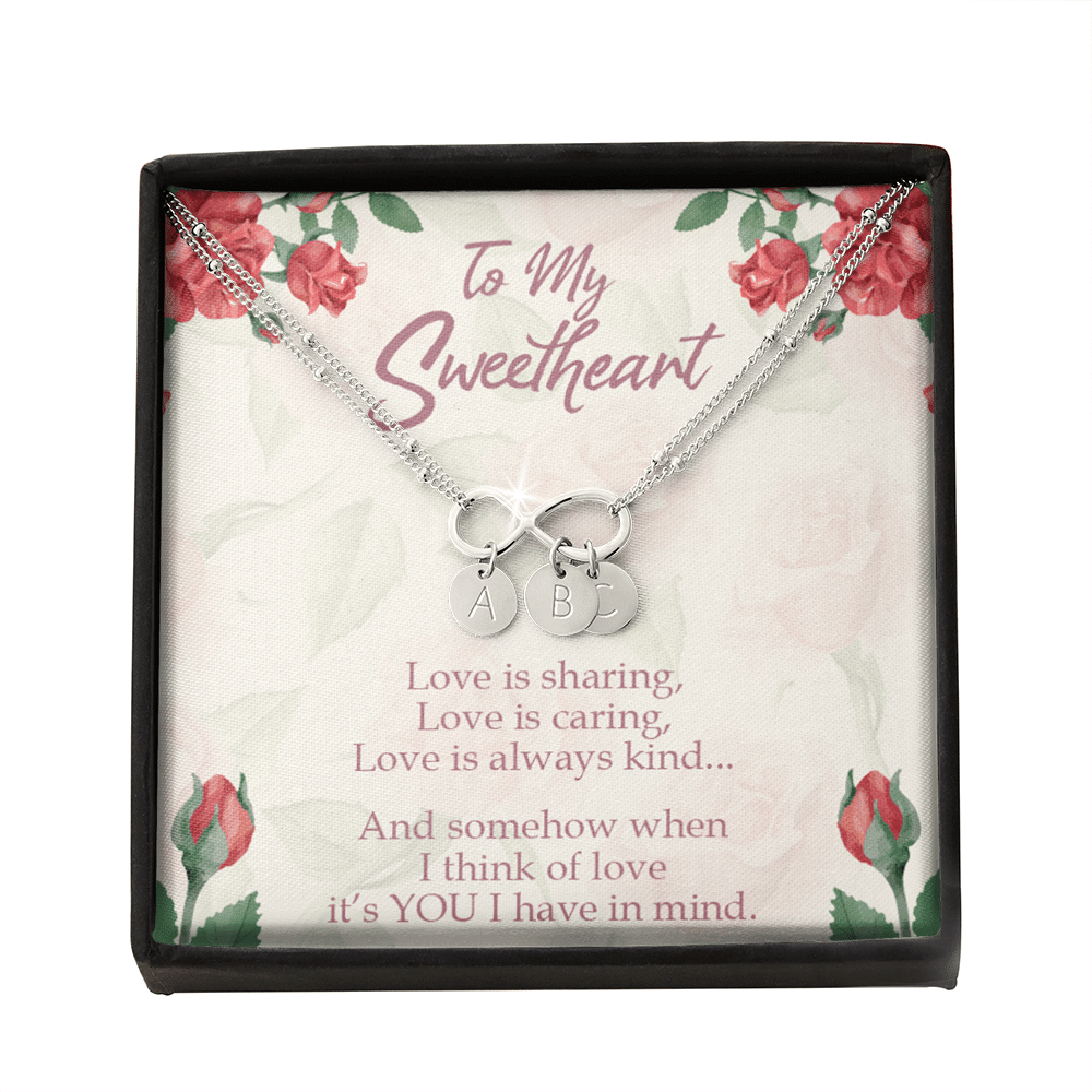 To My Wife Love Is Sharing Infinity Bracelet With Initial Charms - Luxury Love Messages Dog Tag Gifts For Man, Woman