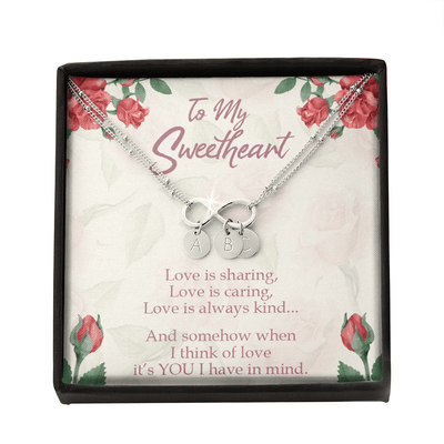 To My Wife Love Is Sharing Infinity Bracelet With Initial Charms - Luxury Love Messages Dog Tag Gifts For Man, Woman