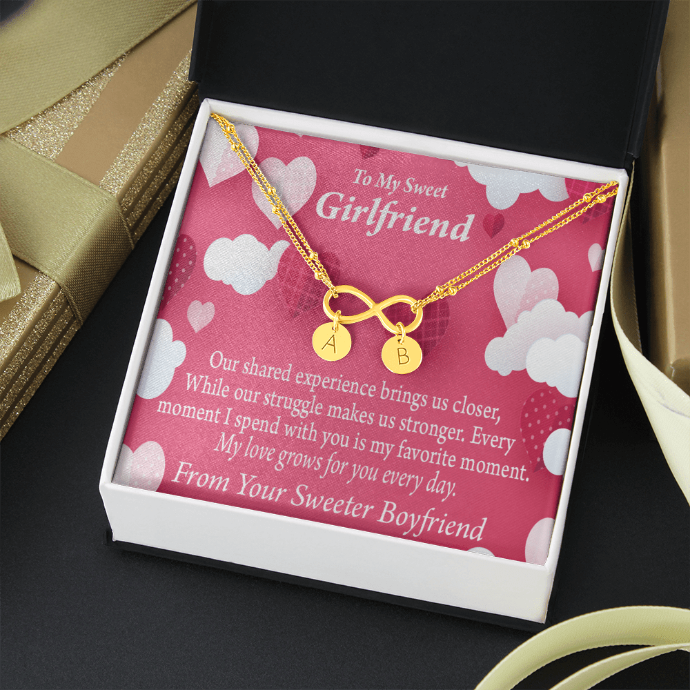 Every Moment Spent With You Girlfriend Card Infinity Bracelet With Initial Charms - Infinity Bracelet