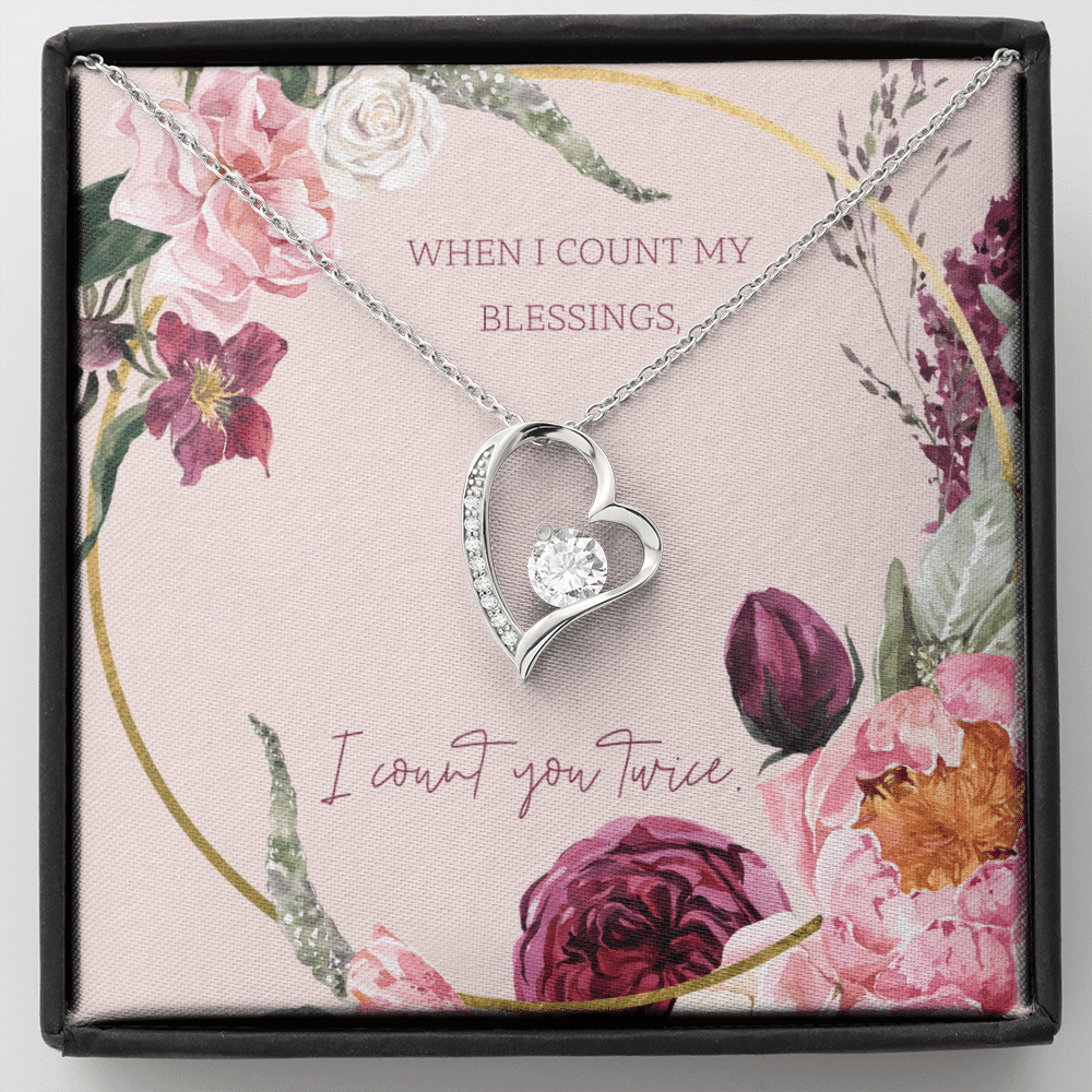 To My Wife I Count You Twice Message Card Forever Necklace 18k Gold or Stainless Steel 18" Necklace - Forever Love Necklace Gift Idea For Woman