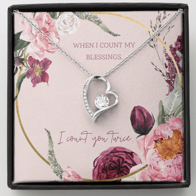 To My Wife I Count You Twice Message Card Forever Necklace 18k Gold or Stainless Steel 18" Necklace - Forever Love Necklace Gift Idea For Woman