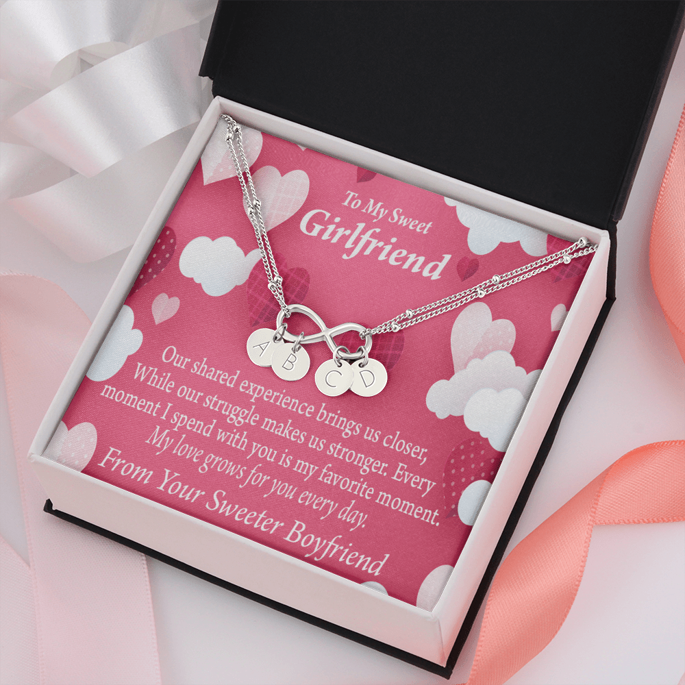 Every Moment Spent With You Girlfriend Card Infinity Bracelet With Initial Charms - Infinity Bracelet
