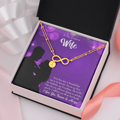 To My Wife Favorite Story Infinity Bracelet With Initial Charms - Infinity Bracelet