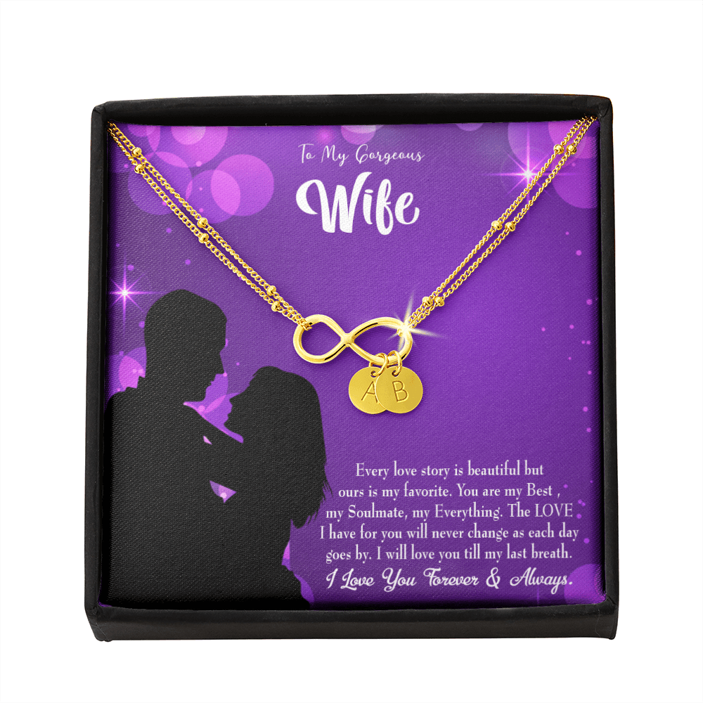 To My Wife Favorite Story Infinity Bracelet With Initial Charms - Infinity Bracelet