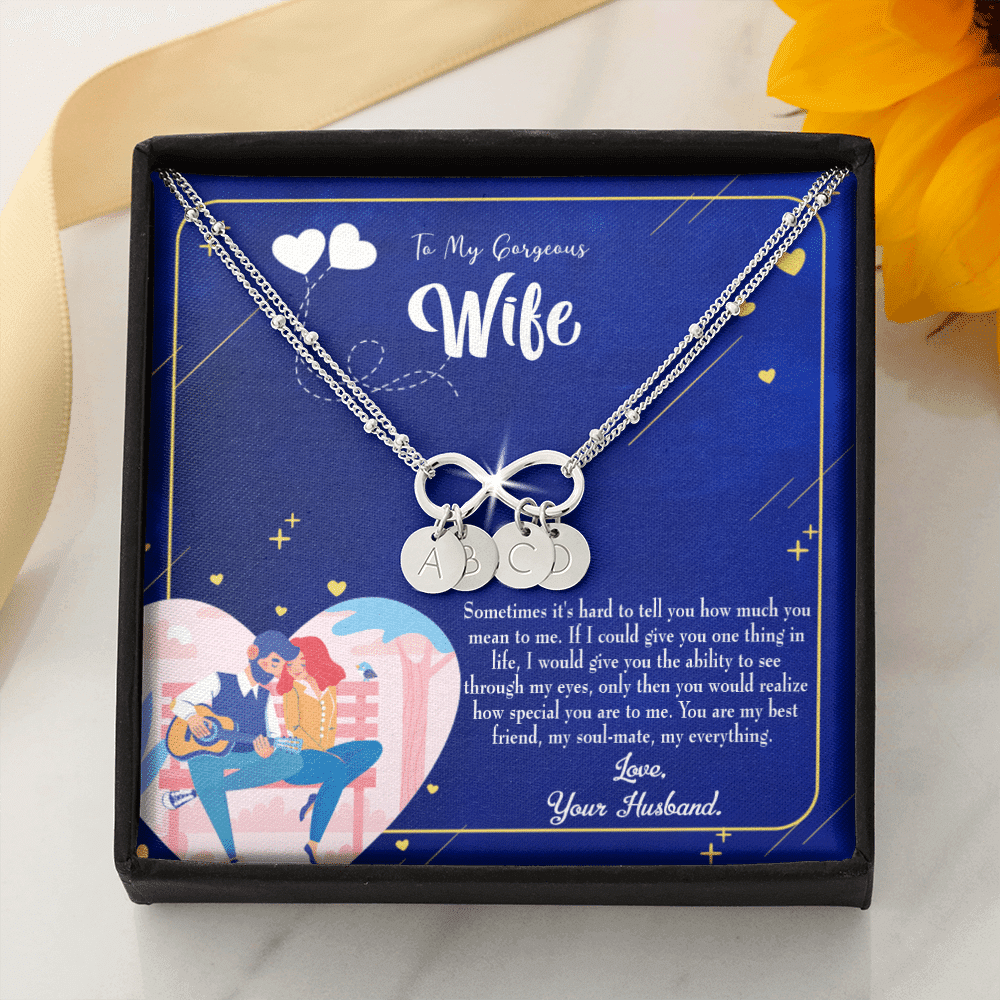 To My Wife My Soulmate My Everything Blue Infinity Bracelet With Initial Charms - Infinity Bracelet
