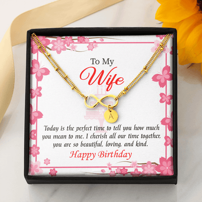 To My Wife Perfect Time Infinity Bracelet With Initial Charms - Infinity Bracelet