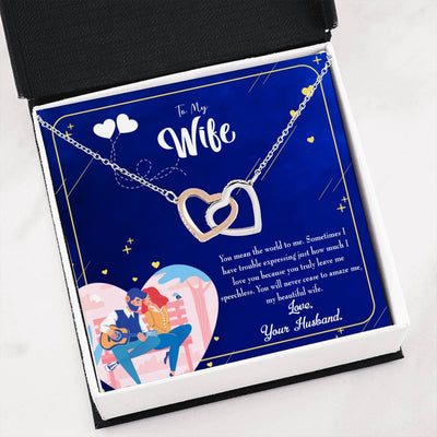 Wife Gift For Wife Birthday Wife You Amaze Me Inseparable Love Pendant 18k Rose Gold Finish 16� - Interlocking Hearts Necklace