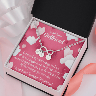 Every Moment Spent With You Girlfriend Card Infinity Bracelet With Initial Charms - Infinity Bracelet