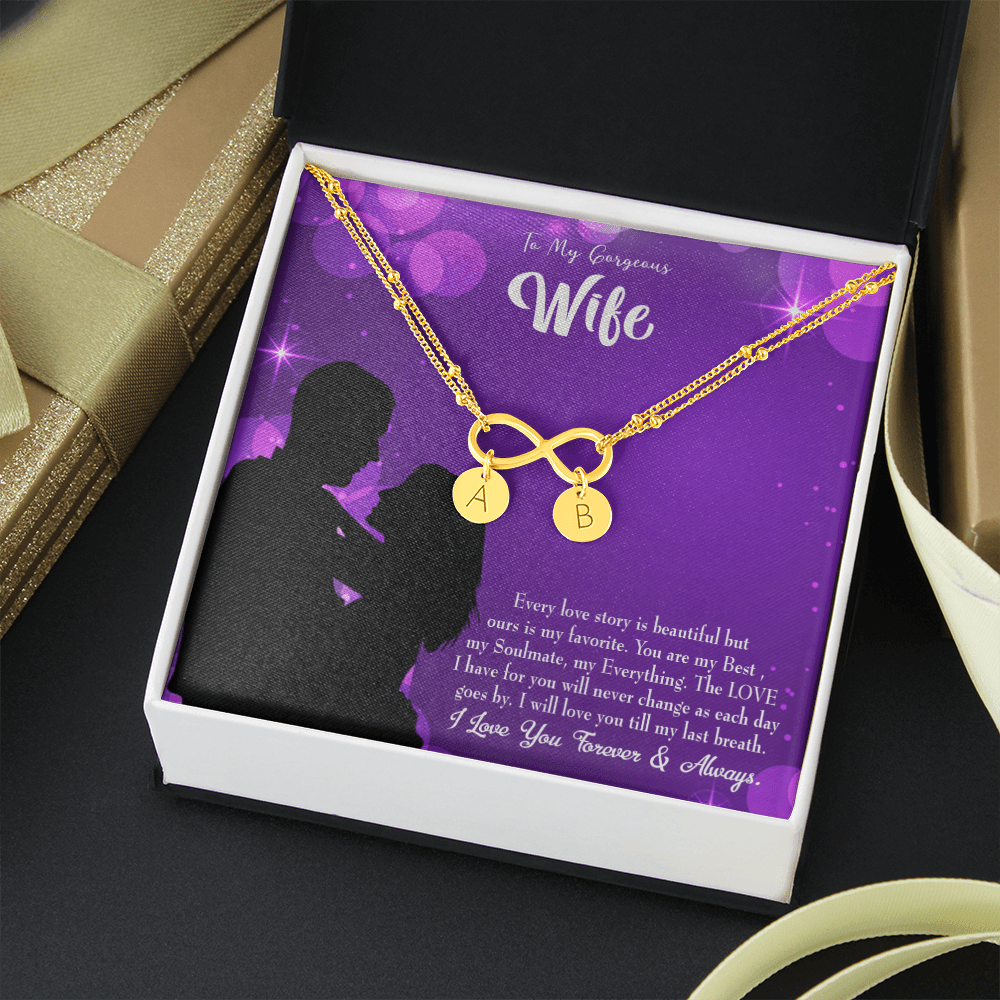 To My Wife Favorite Story Infinity Bracelet With Initial Charms - Infinity Bracelet