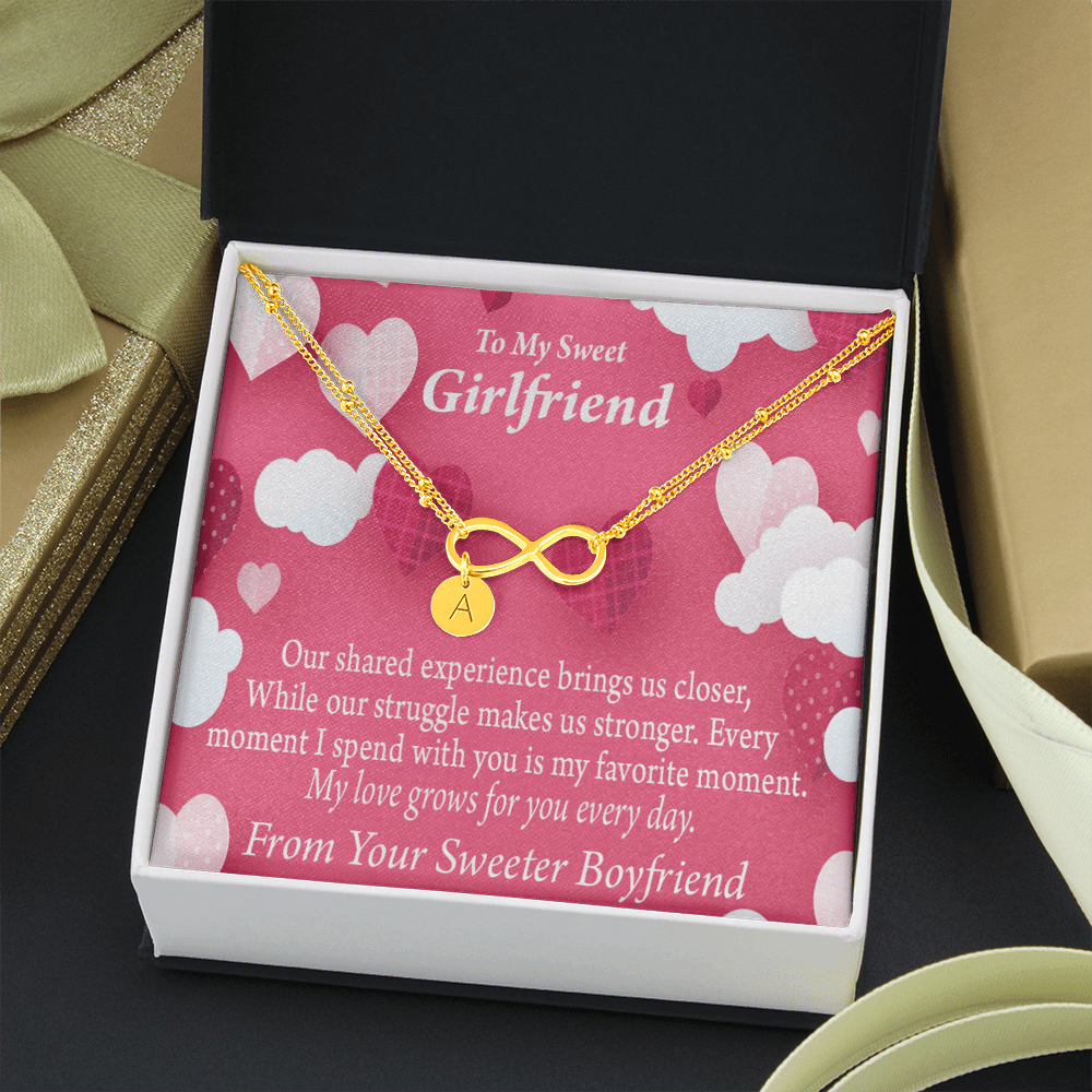 Every Moment Spent With You Girlfriend Card Infinity Bracelet With Initial Charms - Infinity Bracelet