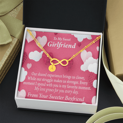 Every Moment Spent With You Girlfriend Card Infinity Bracelet With Initial Charms - Infinity Bracelet