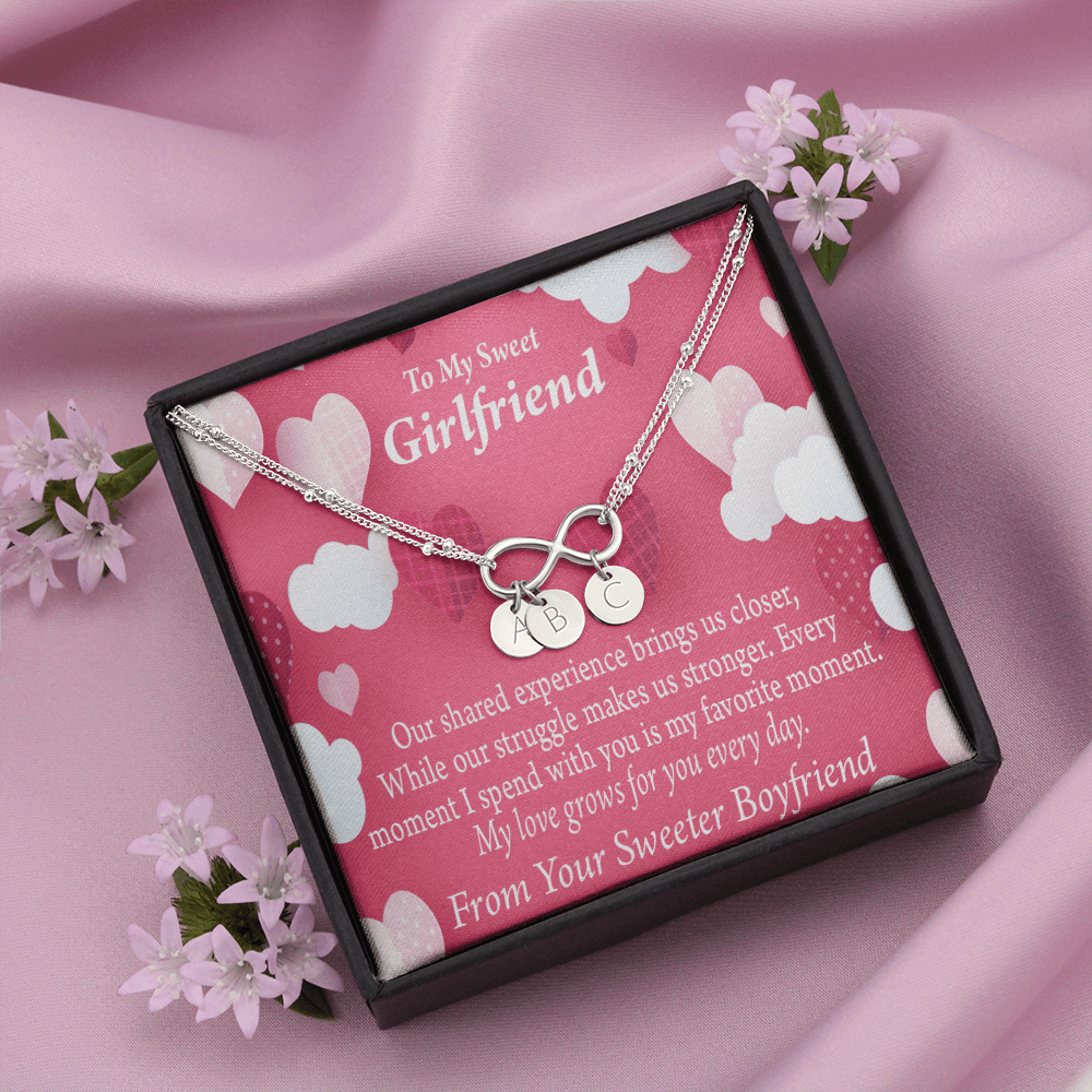 Every Moment Spent With You Girlfriend Card Infinity Bracelet With Initial Charms - Infinity Bracelet