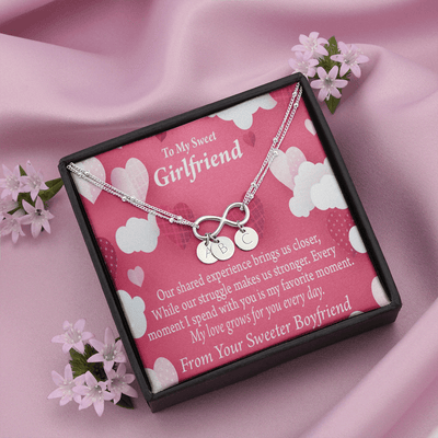 Every Moment Spent With You Girlfriend Card Infinity Bracelet With Initial Charms - Infinity Bracelet