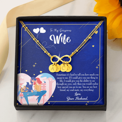 To My Wife My Soulmate My Everything Blue Infinity Bracelet With Initial Charms - Infinity Bracelet