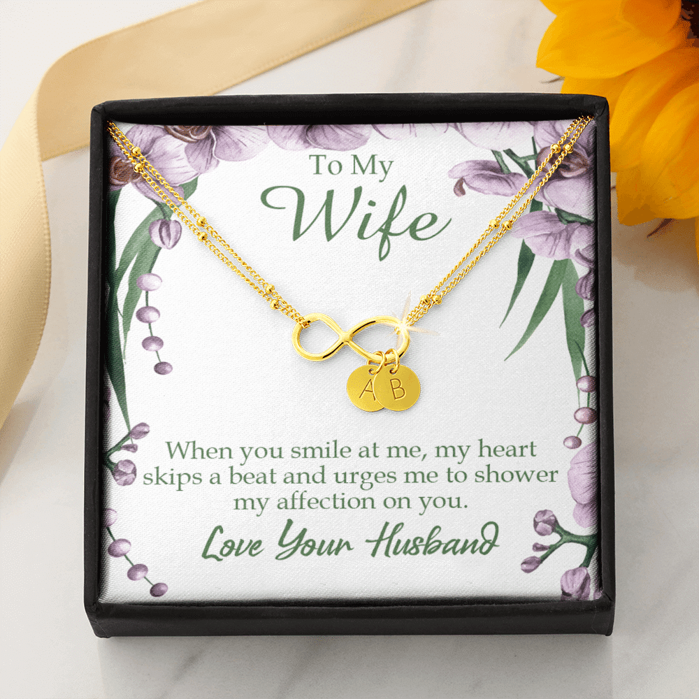 To My Wife When You Smile At Me Infinity Bracelet With Initial Charms - Infinity Bracelet