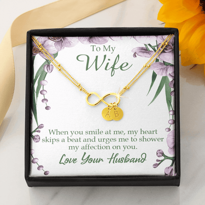 To My Wife When You Smile At Me Infinity Bracelet With Initial Charms - Infinity Bracelet