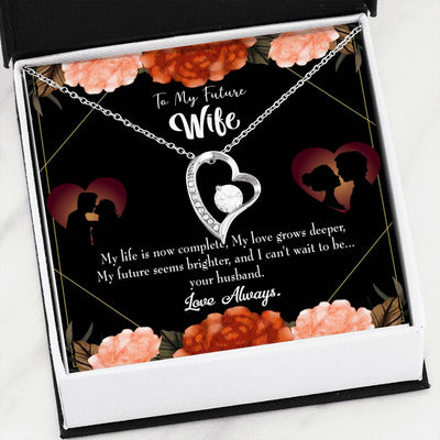 To My Future Wife Forever Love Necklace Heart Pendant Stainless Steel or 18k Gold Finish - Forever Love Necklace Gift Idea For Woman