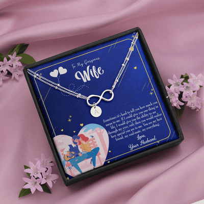 To My Wife My Soulmate My Everything Blue Infinity Bracelet With Initial Charms - Infinity Bracelet