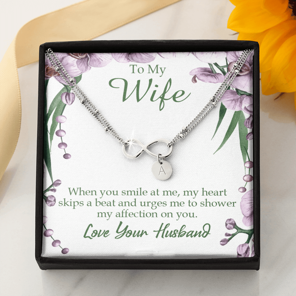 To My Wife When You Smile At Me Infinity Bracelet With Initial Charms - Infinity Bracelet