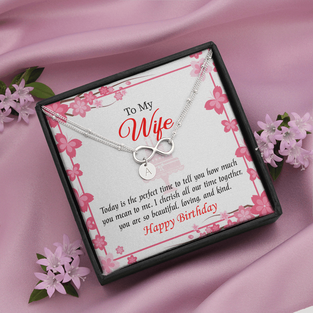 To My Wife Perfect Time Infinity Bracelet With Initial Charms - Infinity Bracelet