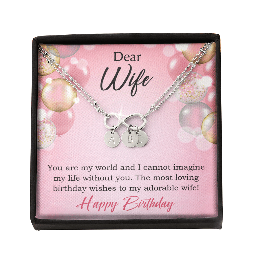 To My Wife Happy Birthday Adorable Infinity Bracelet With Initial Charms - Infinity Bracelet