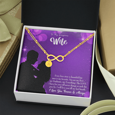 To My Wife Favorite Story Infinity Bracelet With Initial Charms - Infinity Bracelet