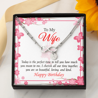 To My Wife Perfect Time Infinity Bracelet With Initial Charms - Infinity Bracelet