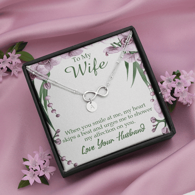 To My Wife When You Smile At Me Infinity Bracelet With Initial Charms - Infinity Bracelet