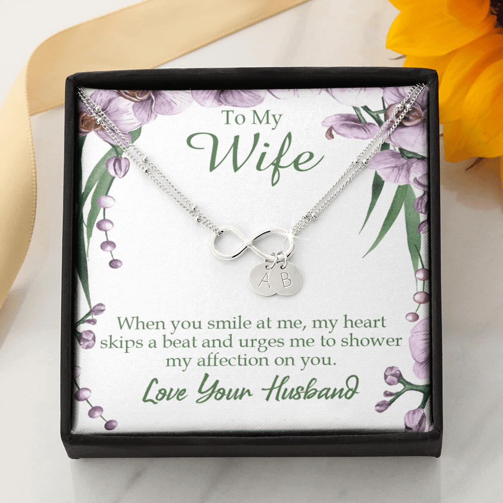 To My Wife When You Smile At Me Infinity Bracelet With Initial Charms - Infinity Bracelet