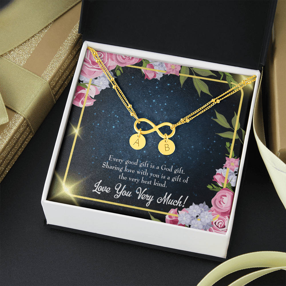 To My Wife Every Good Gift Infinity Bracelet With Initial Charms - Infinity Bracelet