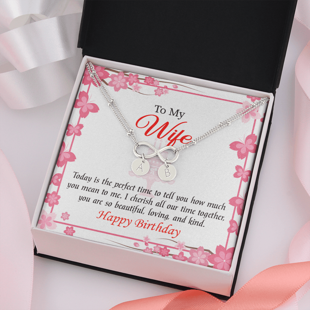 To My Wife Perfect Time Infinity Bracelet With Initial Charms - Infinity Bracelet