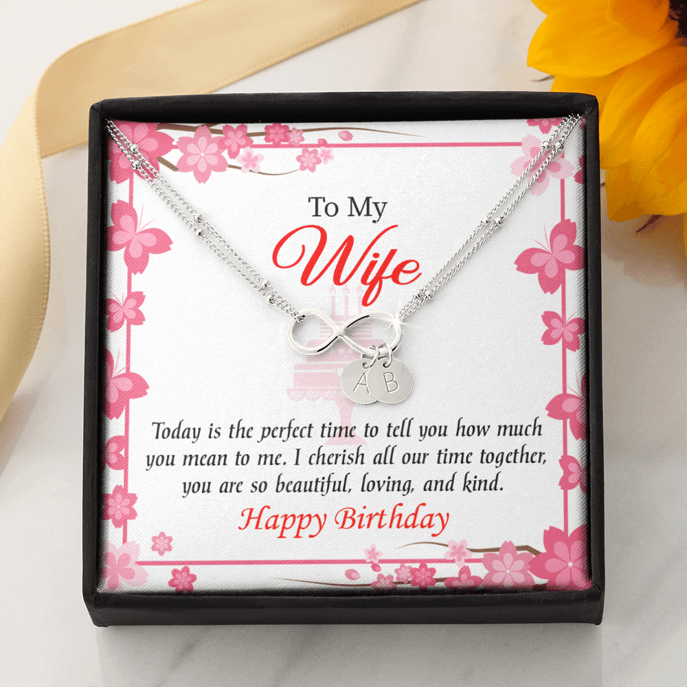 To My Wife Perfect Time Infinity Bracelet With Initial Charms - Infinity Bracelet