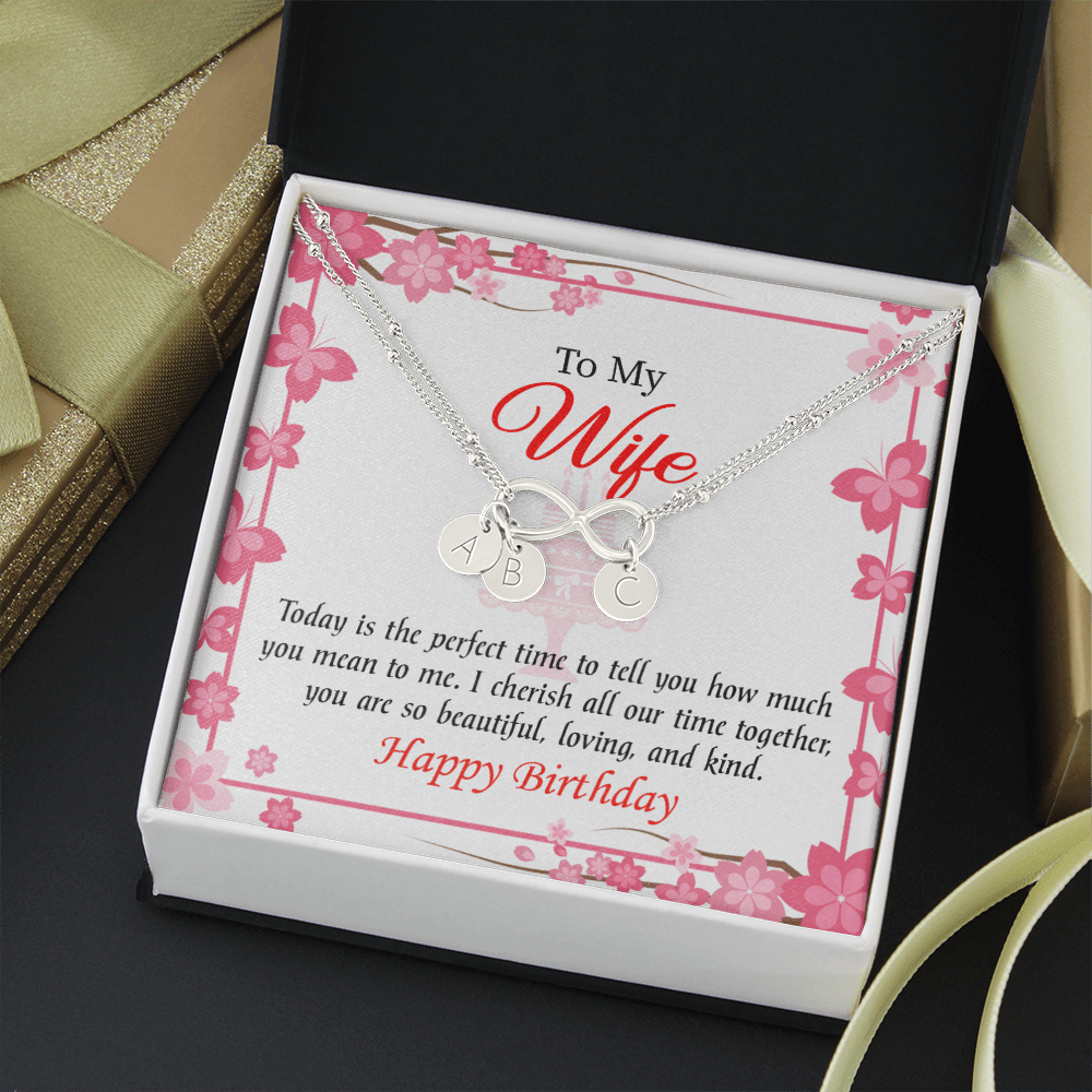 To My Wife Perfect Time Infinity Bracelet With Initial Charms - Infinity Bracelet
