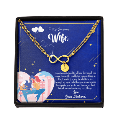 To My Wife My Soulmate My Everything Blue Infinity Bracelet With Initial Charms - Infinity Bracelet