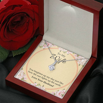 Wife Gift You Brighten Up My Day Eternity Ribbon Stone Pendant 14K White Gold Stainless Steel Jewelry Gift  - Alluring Beauty Necklace Gift For Her