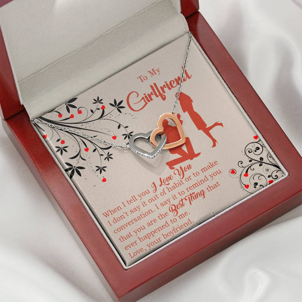 Girlfriend Necklace Message Card Out Of Habit Inseparable Love Pendant Surgical Steel Girlfriend Birthday Card Romantic - Interlocking Hearts Necklace