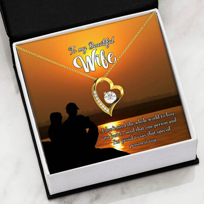 Gift For Wife To My Beautiful Wife Forever Love NecklaceHeart Pendant Stainless Steel or 18k Gold - Forever Love Necklace Gift Idea For Woman