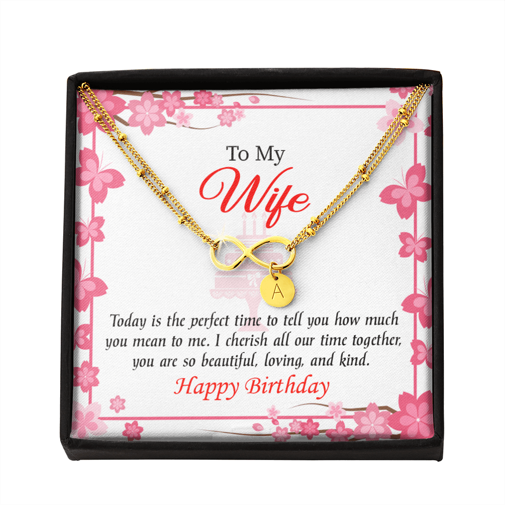 To My Wife Perfect Time Infinity Bracelet With Initial Charms - Infinity Bracelet