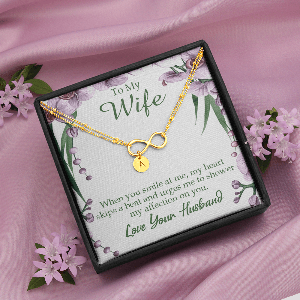 To My Wife When You Smile At Me Infinity Bracelet With Initial Charms - Infinity Bracelet