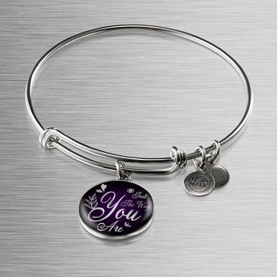 Daughter Gift Girlfriend Gift Just The Way You Are Bracelet Bracelet Stainless Steel or 18k Gold" - Luxury Circle Pendant Bangle Bracelet Meanful Gift Idea For Her/Him