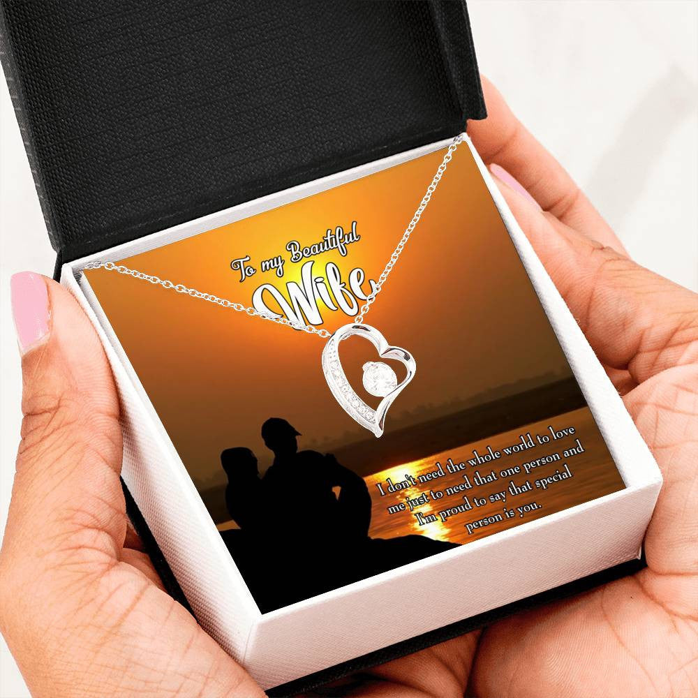 Gift For Wife To My Beautiful Wife Forever Love NecklaceHeart Pendant Stainless Steel or 18k Gold - Forever Love Necklace Gift Idea For Woman