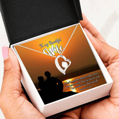 Gift For Wife To My Beautiful Wife Forever Love NecklaceHeart Pendant Stainless Steel or 18k Gold - Forever Love Necklace Gift Idea For Woman
