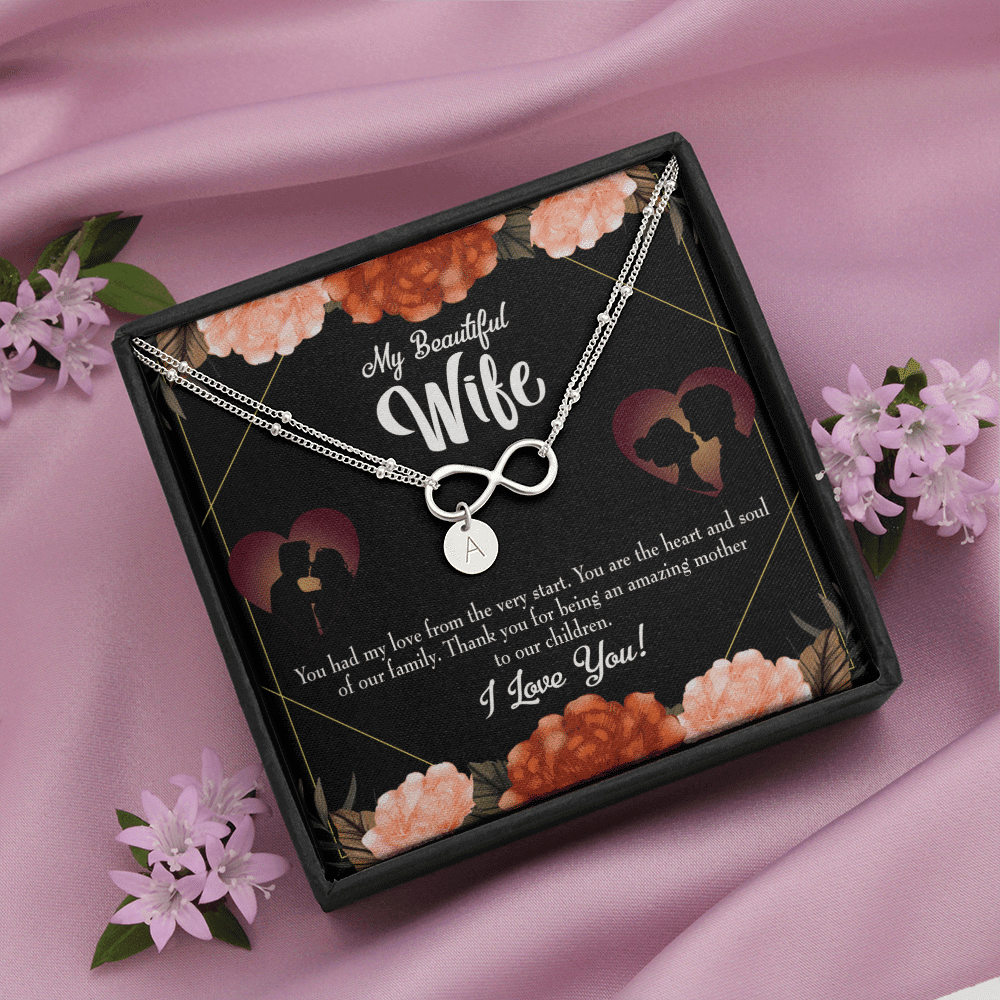 To My Wife Heart And Soul Infinity Bracelet With Initial Charms - Infinity Bracelet