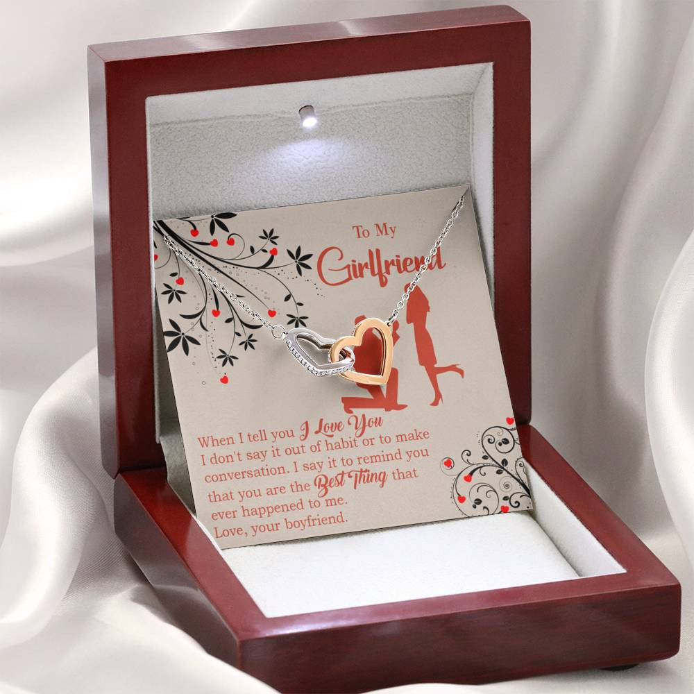 Girlfriend Necklace Message Card Out Of Habit Inseparable Love Pendant Surgical Steel Girlfriend Birthday Card Romantic - Interlocking Hearts Necklace