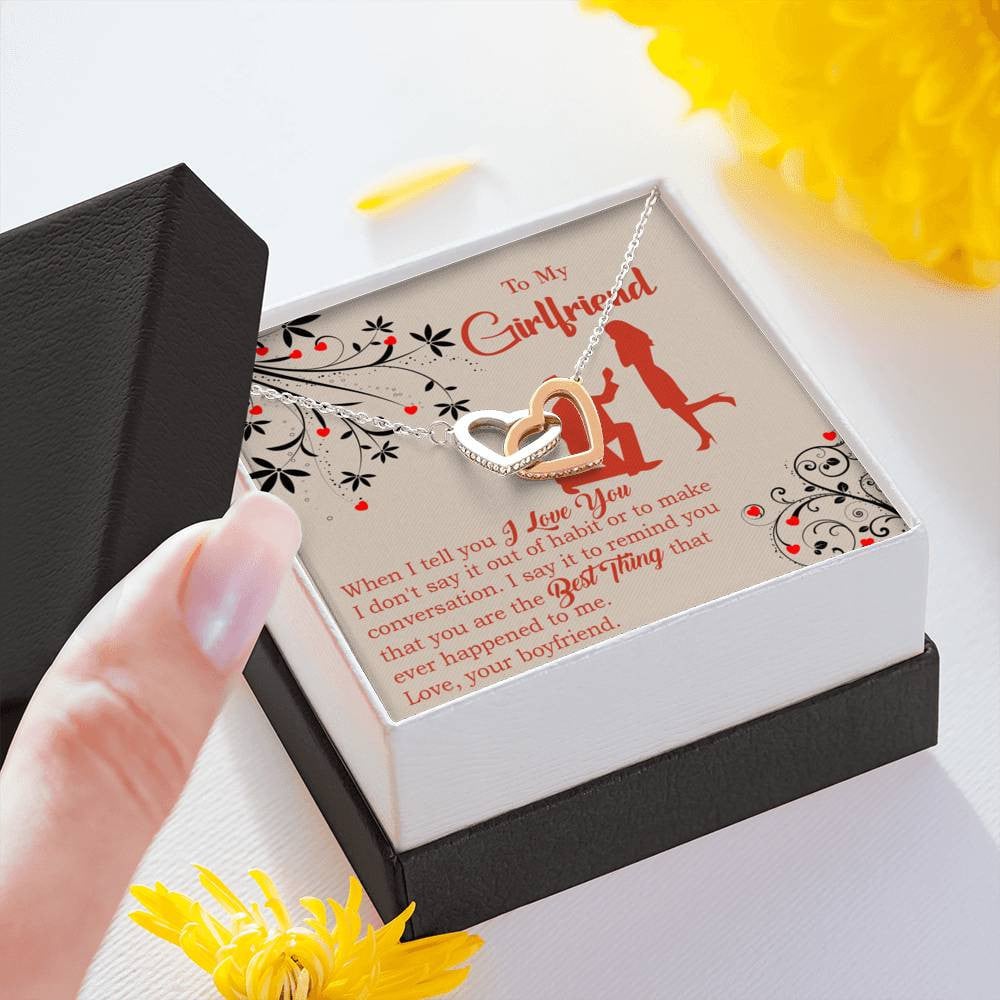 Girlfriend Necklace Message Card Out Of Habit Inseparable Love Pendant Surgical Steel Girlfriend Birthday Card Romantic - Interlocking Hearts Necklace