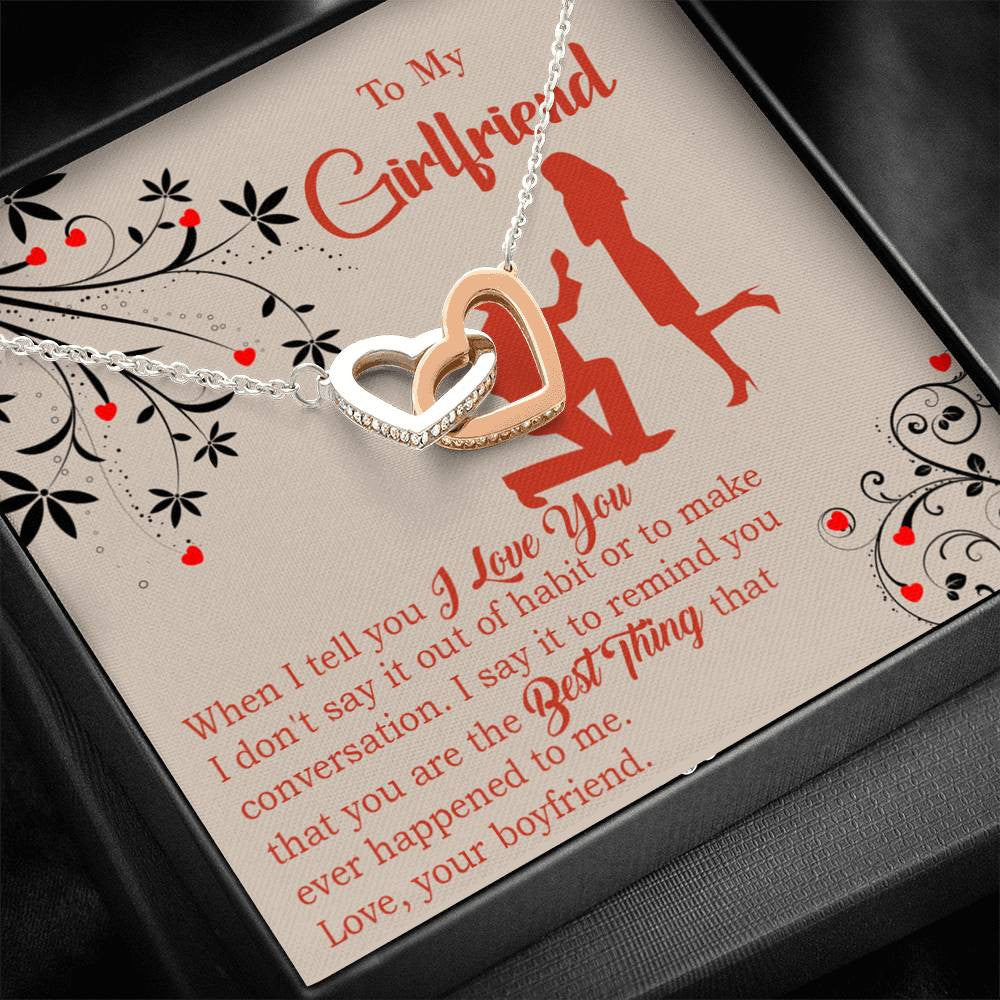 Girlfriend Necklace Message Card Out Of Habit Inseparable Love Pendant Surgical Steel Girlfriend Birthday Card Romantic - Interlocking Hearts Necklace