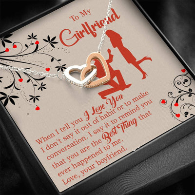 Girlfriend Necklace Message Card Out Of Habit Inseparable Love Pendant Surgical Steel Girlfriend Birthday Card Romantic - Interlocking Hearts Necklace