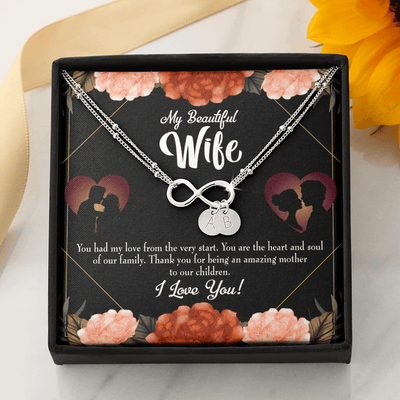 To My Wife Heart And Soul Infinity Bracelet With Initial Charms - Infinity Bracelet